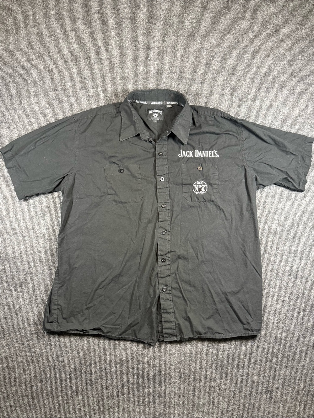 Jack Daniel’s Old No 7 Brand Men’s 2XL Embroidered Black Button Down Shirt